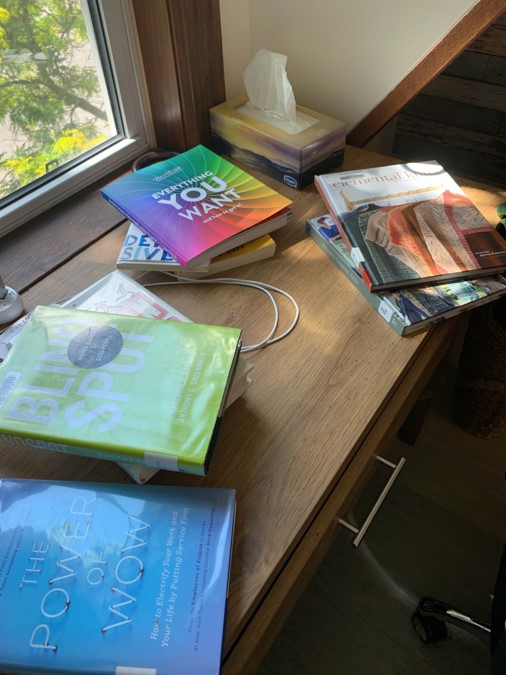 Books on desk